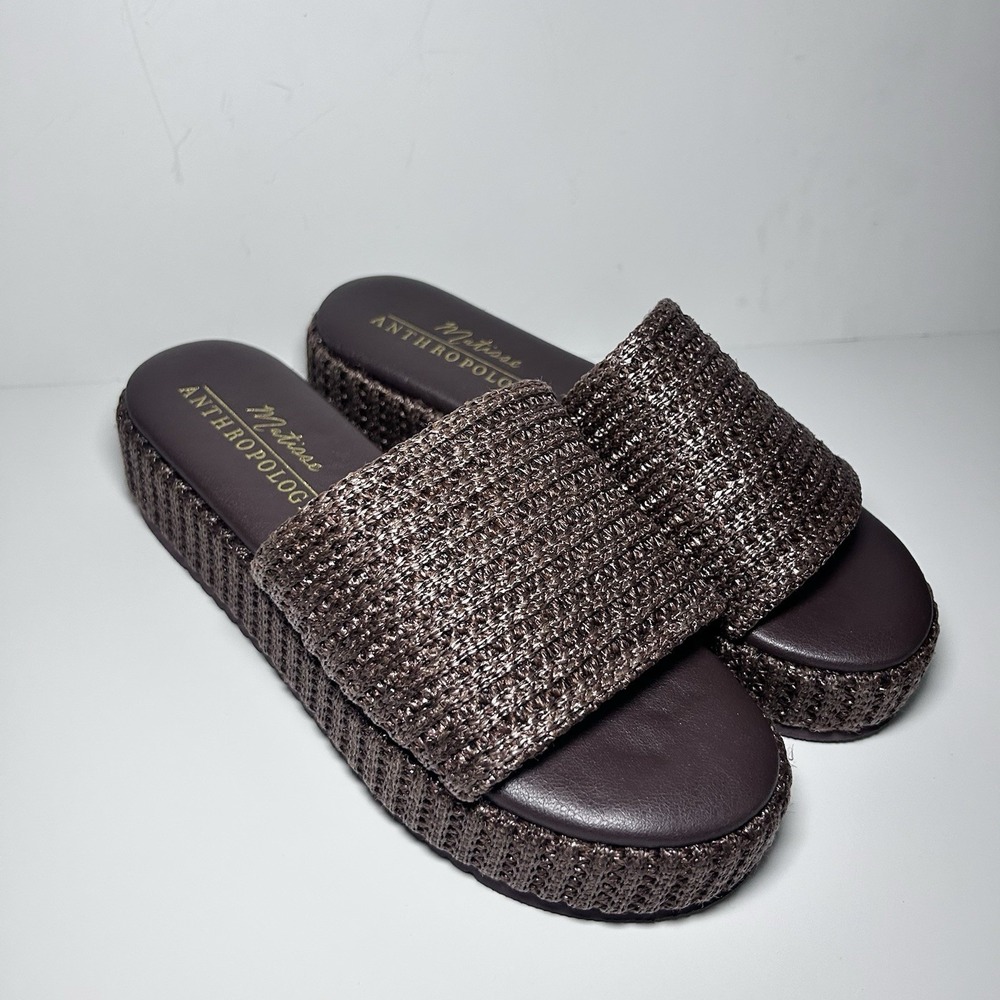 Y2K Matisse Montego By Anthropologie Brown Platform Slides Women's 7M - Picture 1 of 6